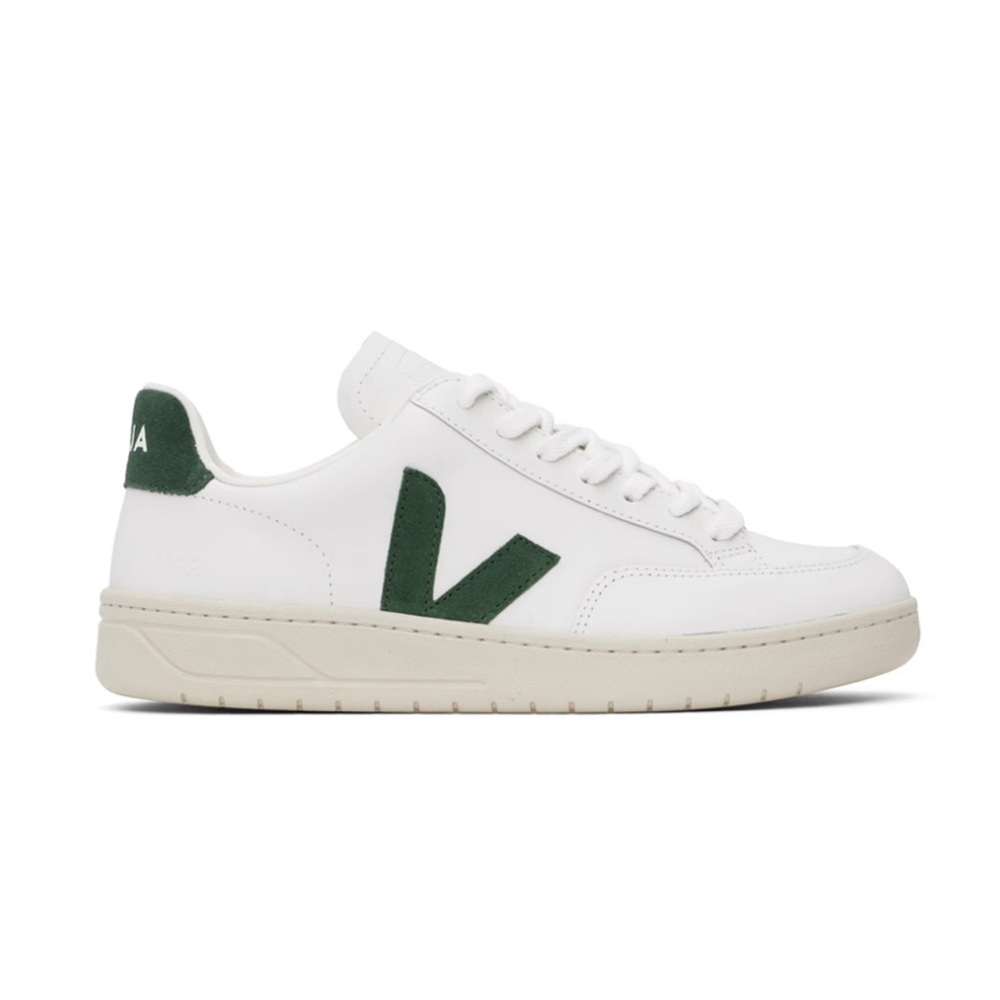 Veja White & Green V-12 Leather Sneakers (Size 39 US 8)